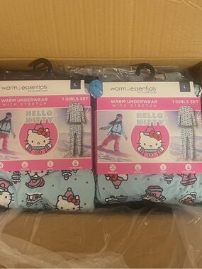 2pc Hello Kitty Warm Underwear Set - Girls Light Blue Size Large